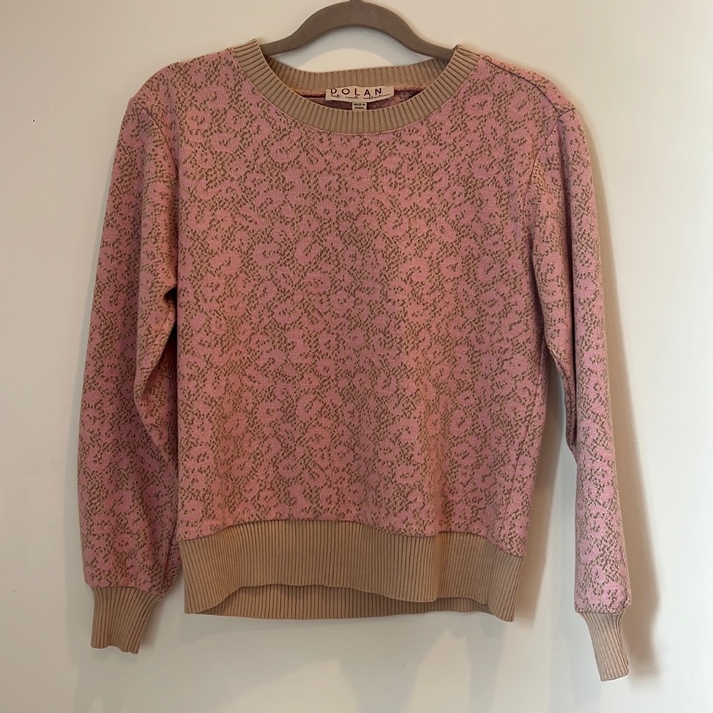 Anthropologie/DOLAN long sleeve pink and cream cheetah print sweater  size S